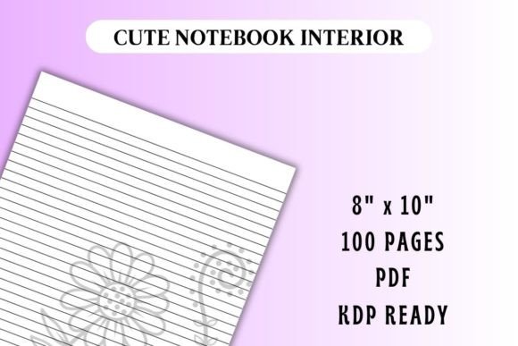 BW Groovy Flower 1 Journal Interior: A Ready-to-Use Digital Notebook for Print on Demand